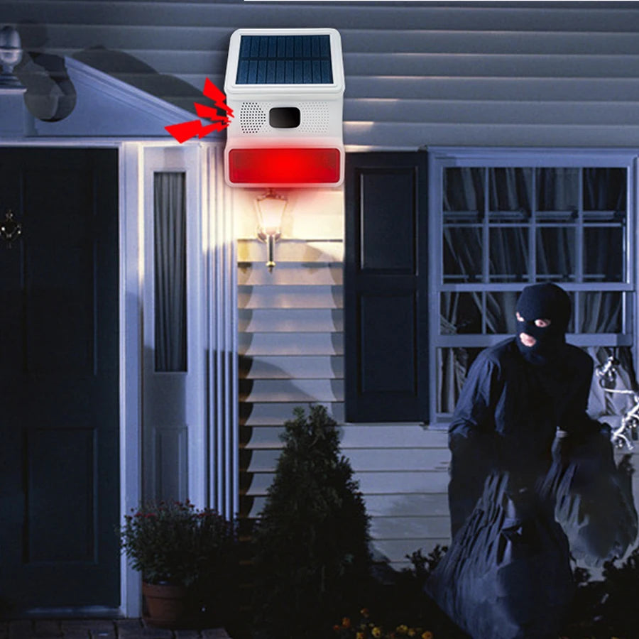 PGST Outdoor Solar Sound And Light Alarm With Motion Sensor 100dB 433MHz