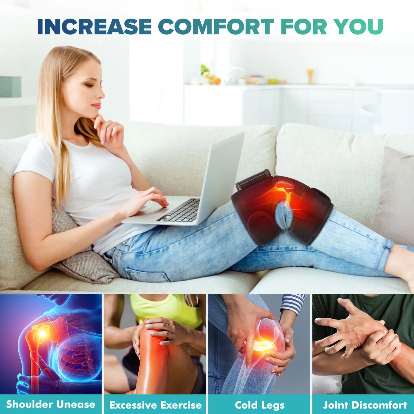 Hailicare Knee Heating Massager For Pain Relief Arthritis