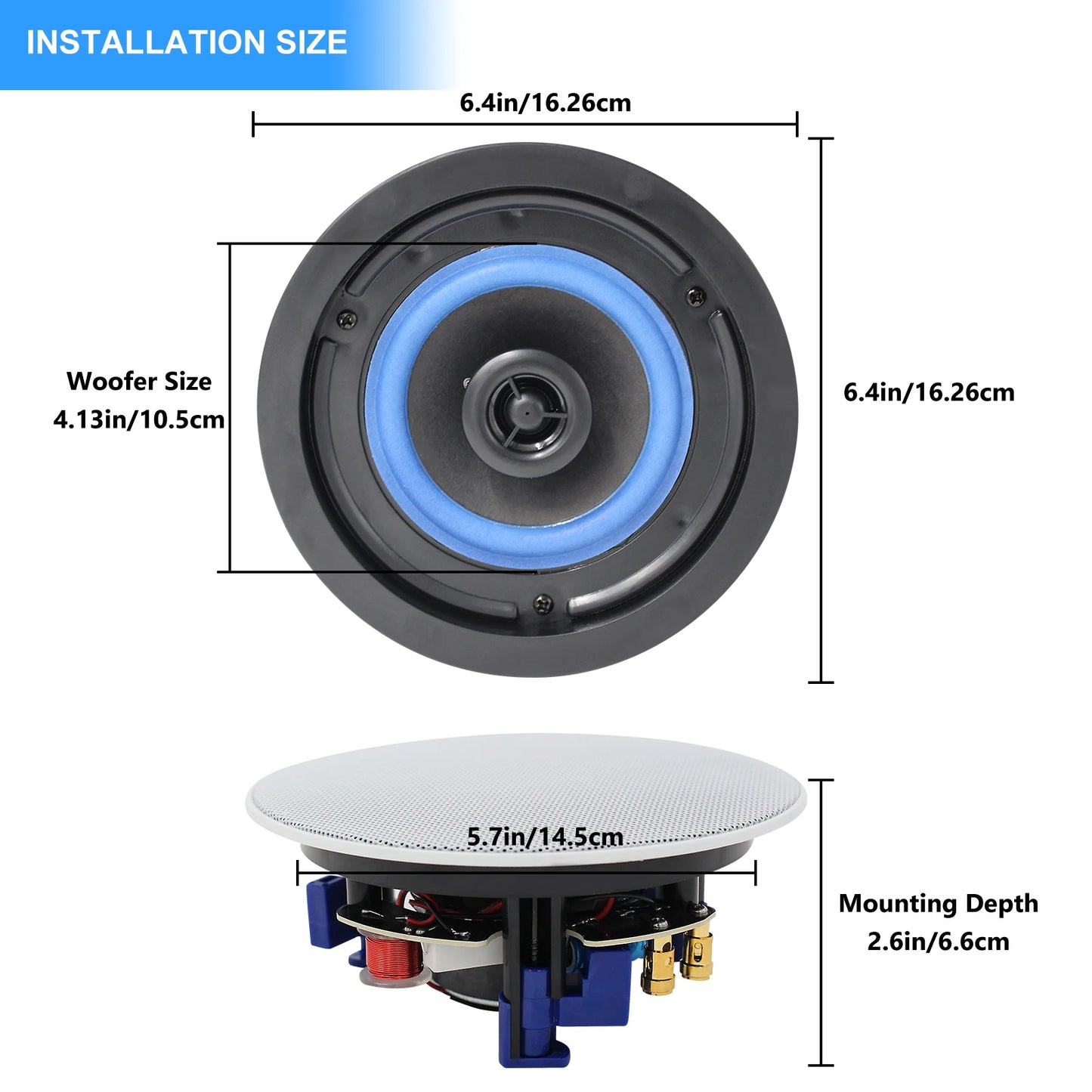 Herdio Flush Mount Ceiling Bluetooth Two Way Stereo Speaker