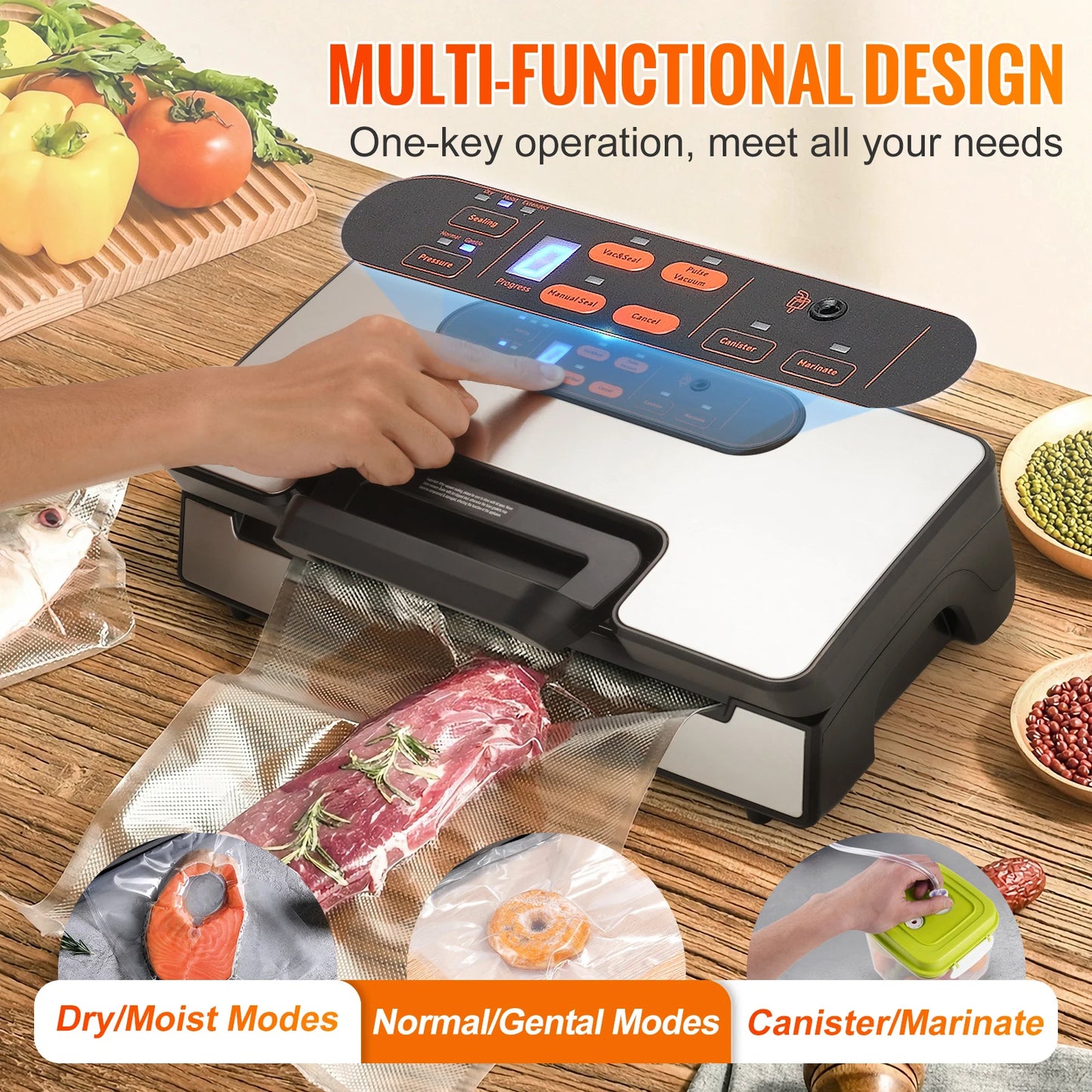 SucceBuy 90Kpa 130W Vacuum Sealer With Free Vacuum Bags