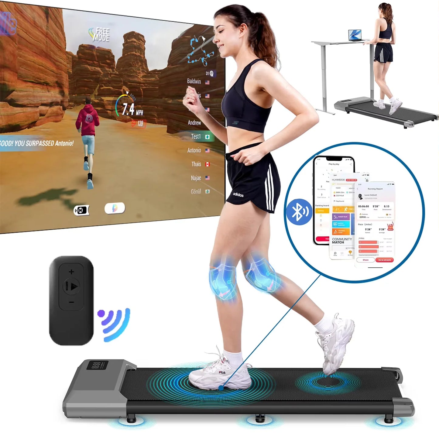 Driving Walking Pad Mini Treadmill For Home Office LCD