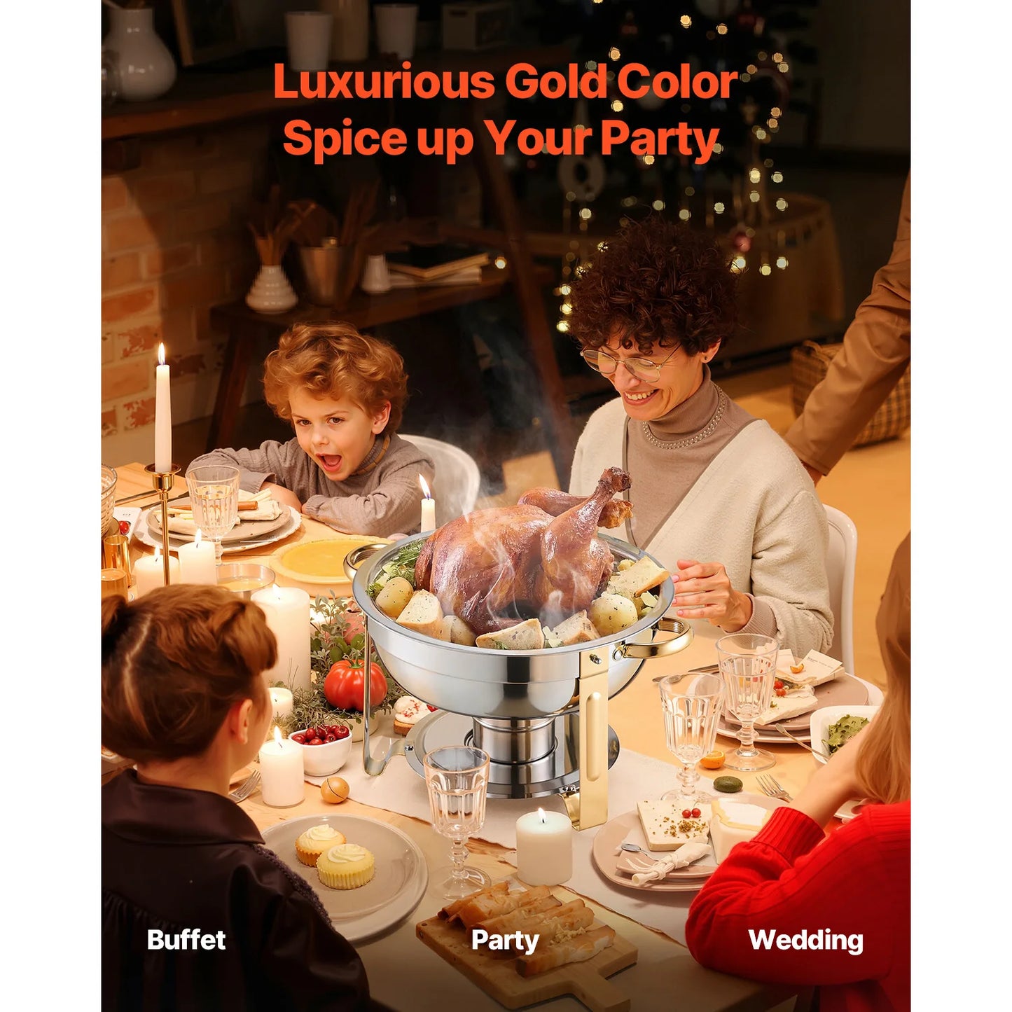 SucceBuy Stainless Steel Chafing Dish Buffet Set With Glass Lid