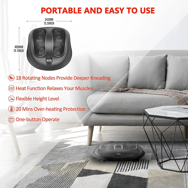 Nekteck Electric Foot Massager With Heat Shiatsu Kneading Therapy