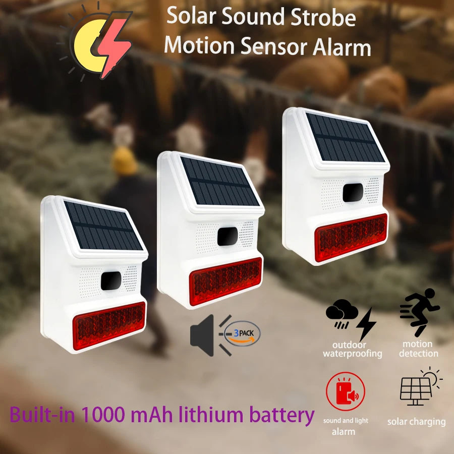 PGST Outdoor Solar Sound And Light Alarm With Motion Sensor 100dB 433MHz