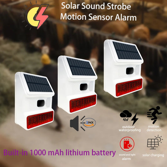 PGST Outdoor Solar Sound And Light Alarm With Motion Sensor 100dB 433MHz