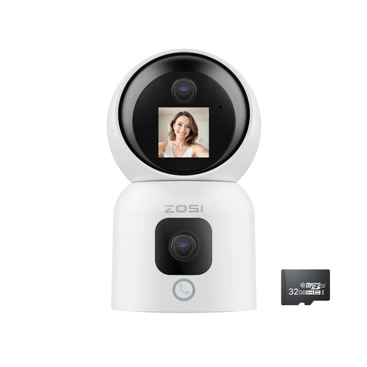 ZOSI C528 Dual Lens Indoor WiFi Security Camera 360 Pan Tilt