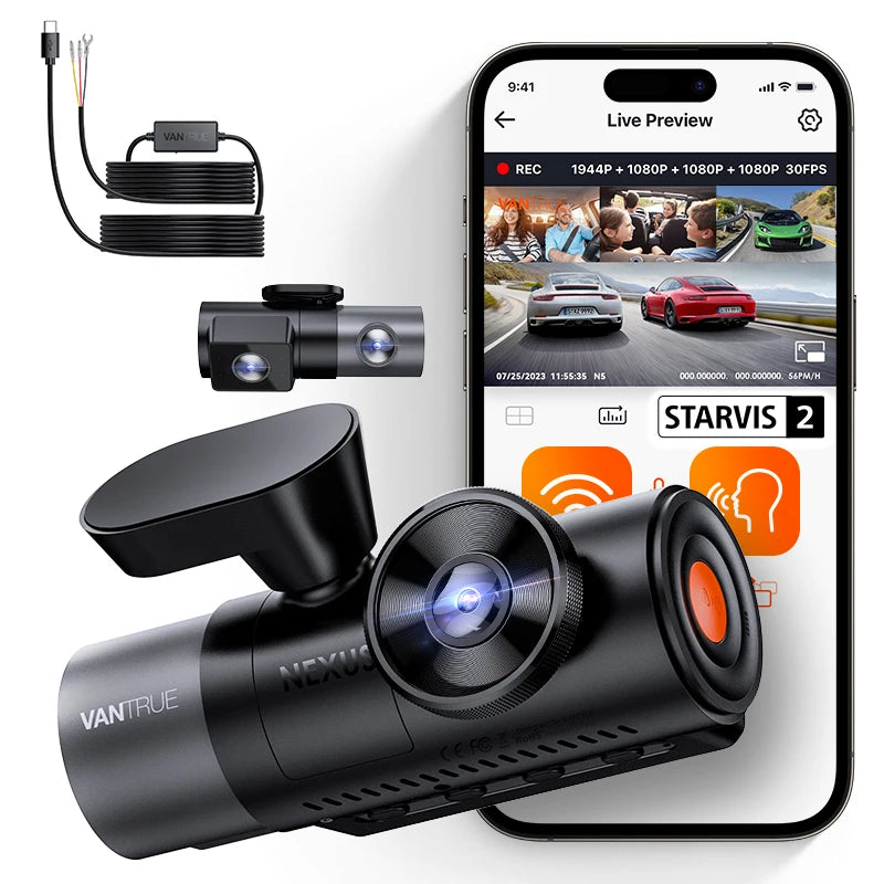 Vantrue N5 Dash Cam 4 Channel WiFi GPS Night Vision