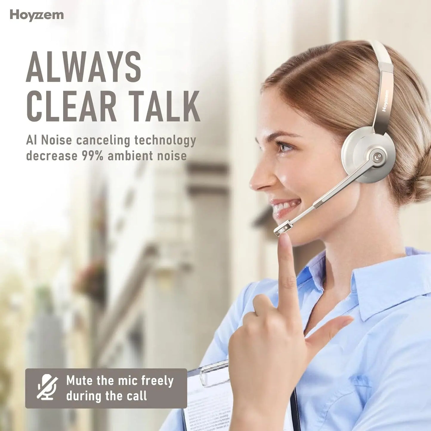 Wireless Bluetooth Headset With Noise Canceling Microphone And USB Dongle