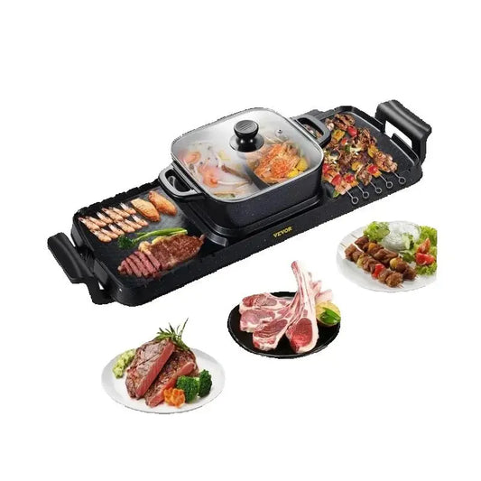 SucceBuy TwoInOne Electric Smokeless Nonstick Detachable PotPanSet Grill Multifunction