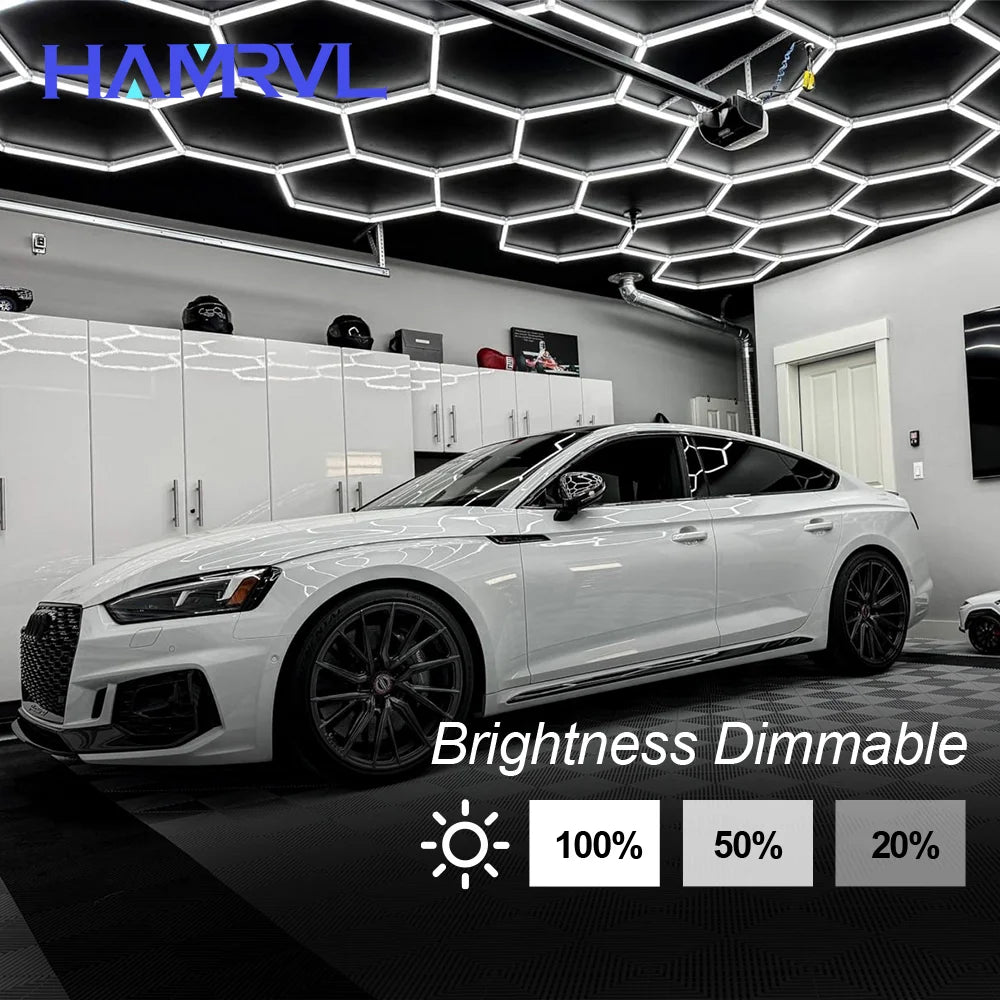HAMRVL Dimmable Hexagonal Garage Lights For Workshop Ceiling