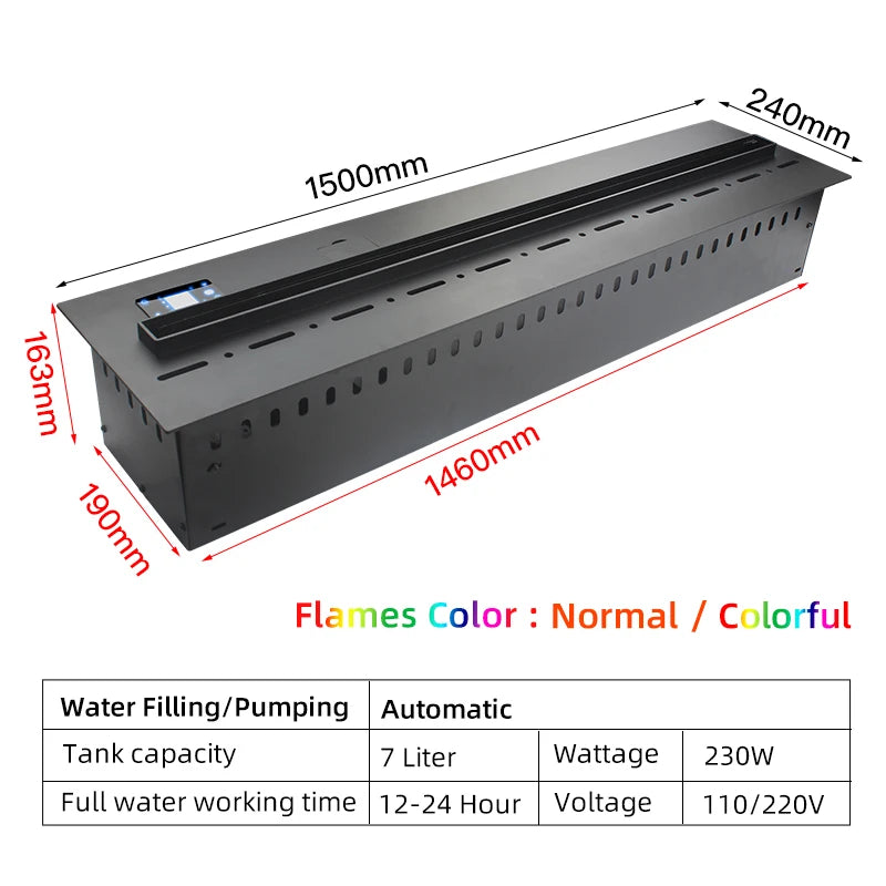Water Vapor Fireplace Simulated 3D Flame With App Control Humidifier