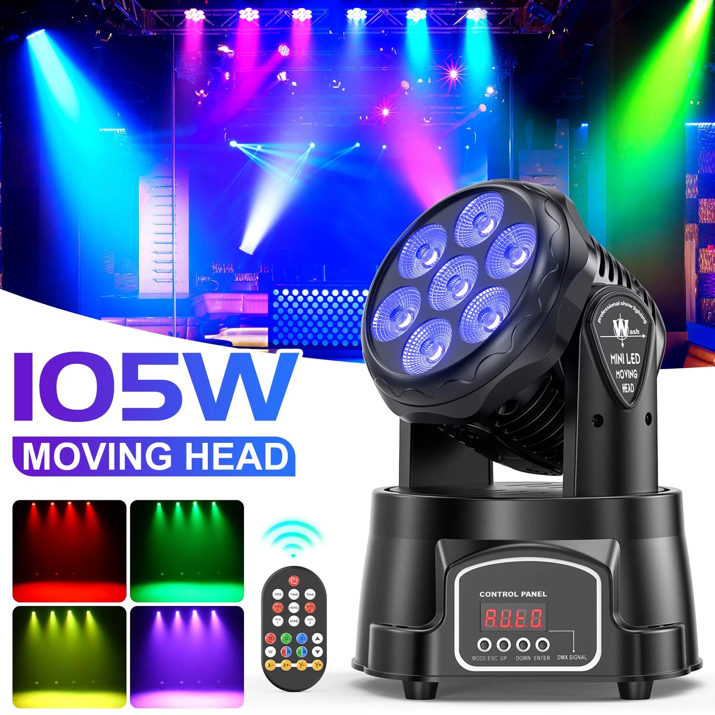 Yiflamefly 2Pcs/Set 105W Beam Moving Head Lights 7x15W RGBW LED Stage Lights DMX512 Spot Lights For DJ Disco KTV Wedding Party