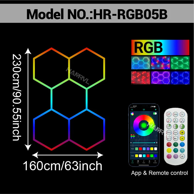 HAMRVL Dimmable Hexagonal Garage Lights For Workshop Ceiling