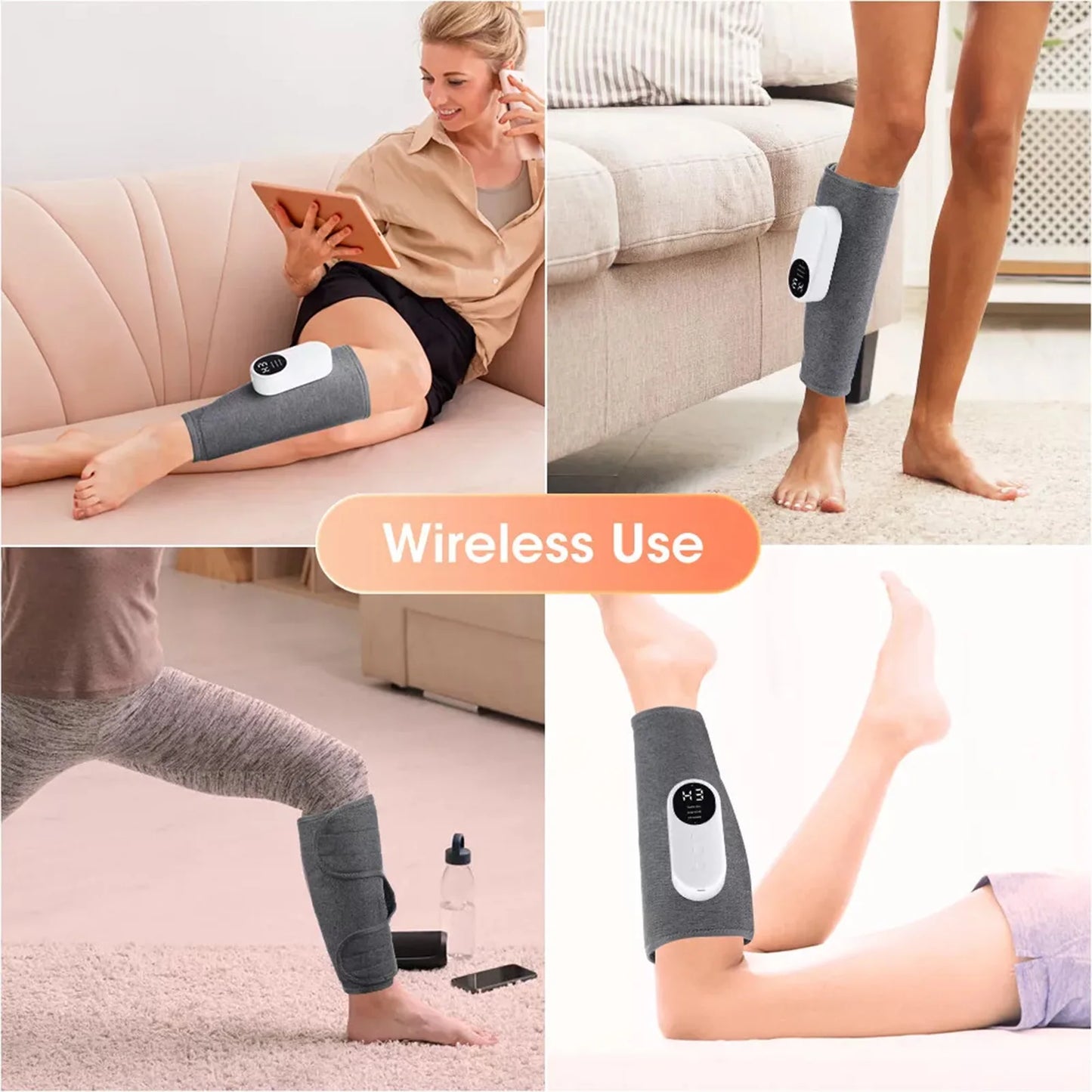 Smart Heated Leg Massager With Wireless Air Compression USB Rechargeable