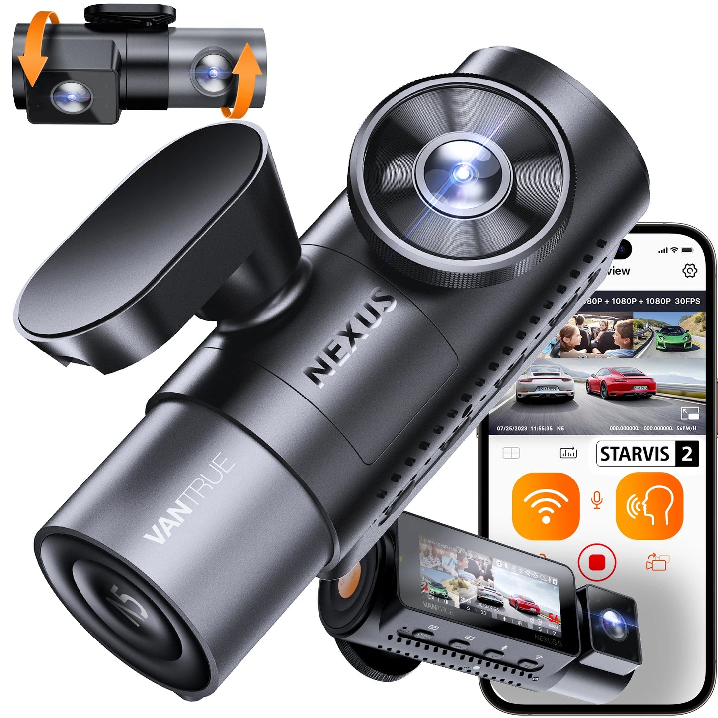Vantrue N5 Dash Cam 4 Channel WiFi GPS Night Vision