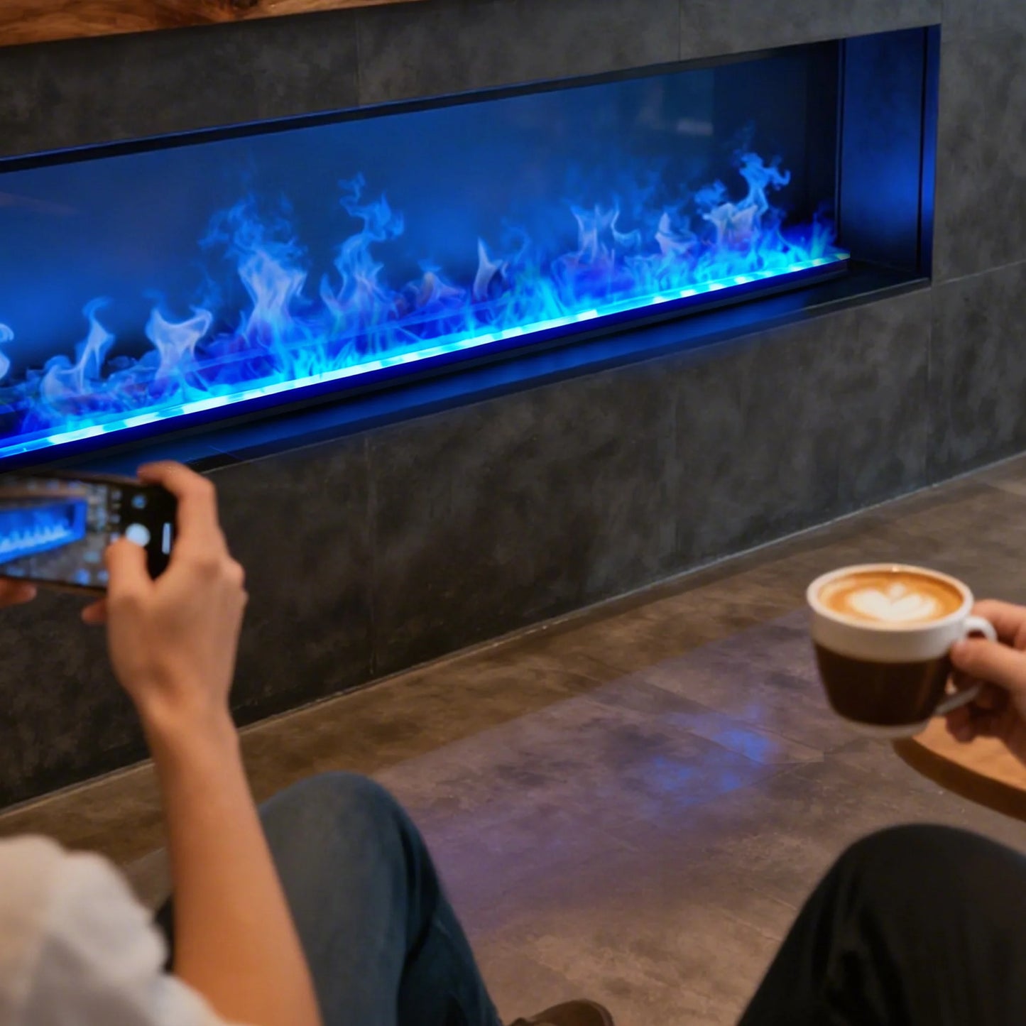 Water Vapor Fireplace Simulated 3D Flame With App Control Humidifier