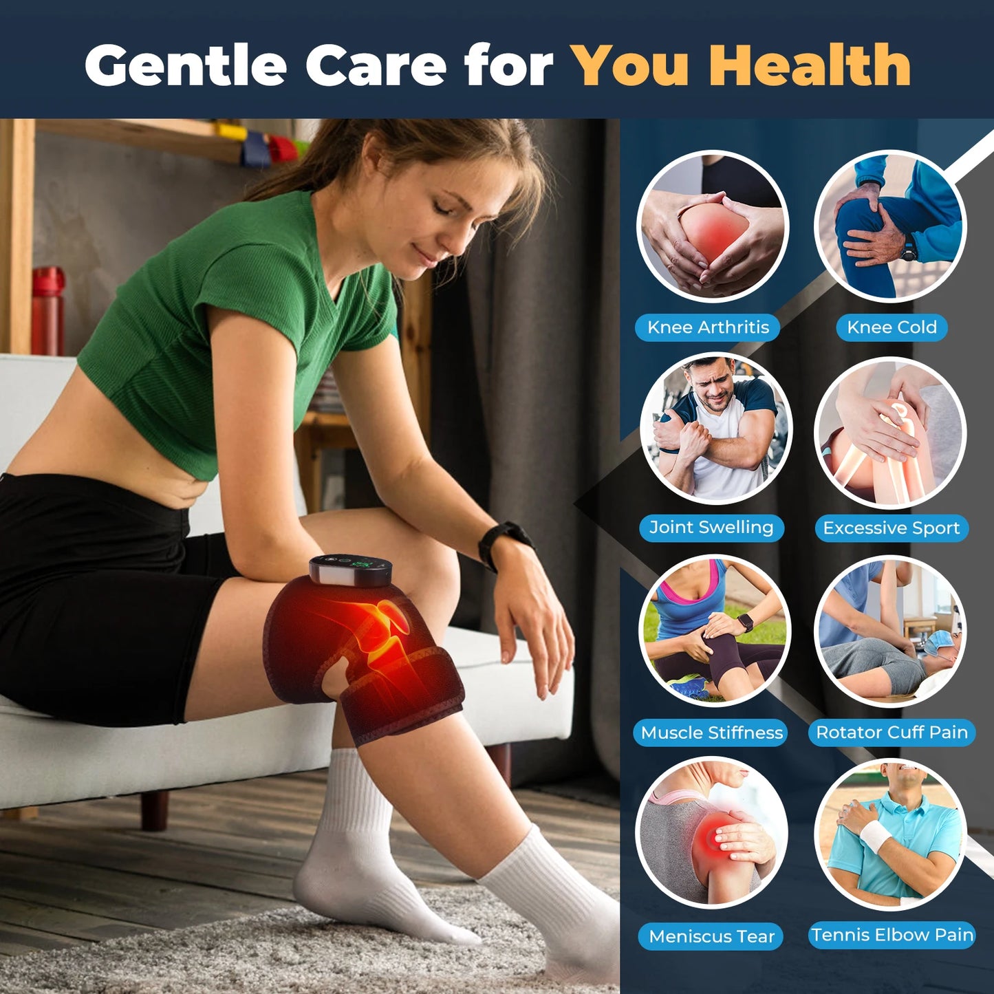 Hailicare Wireless Heating Knee Brace For Pain Relief