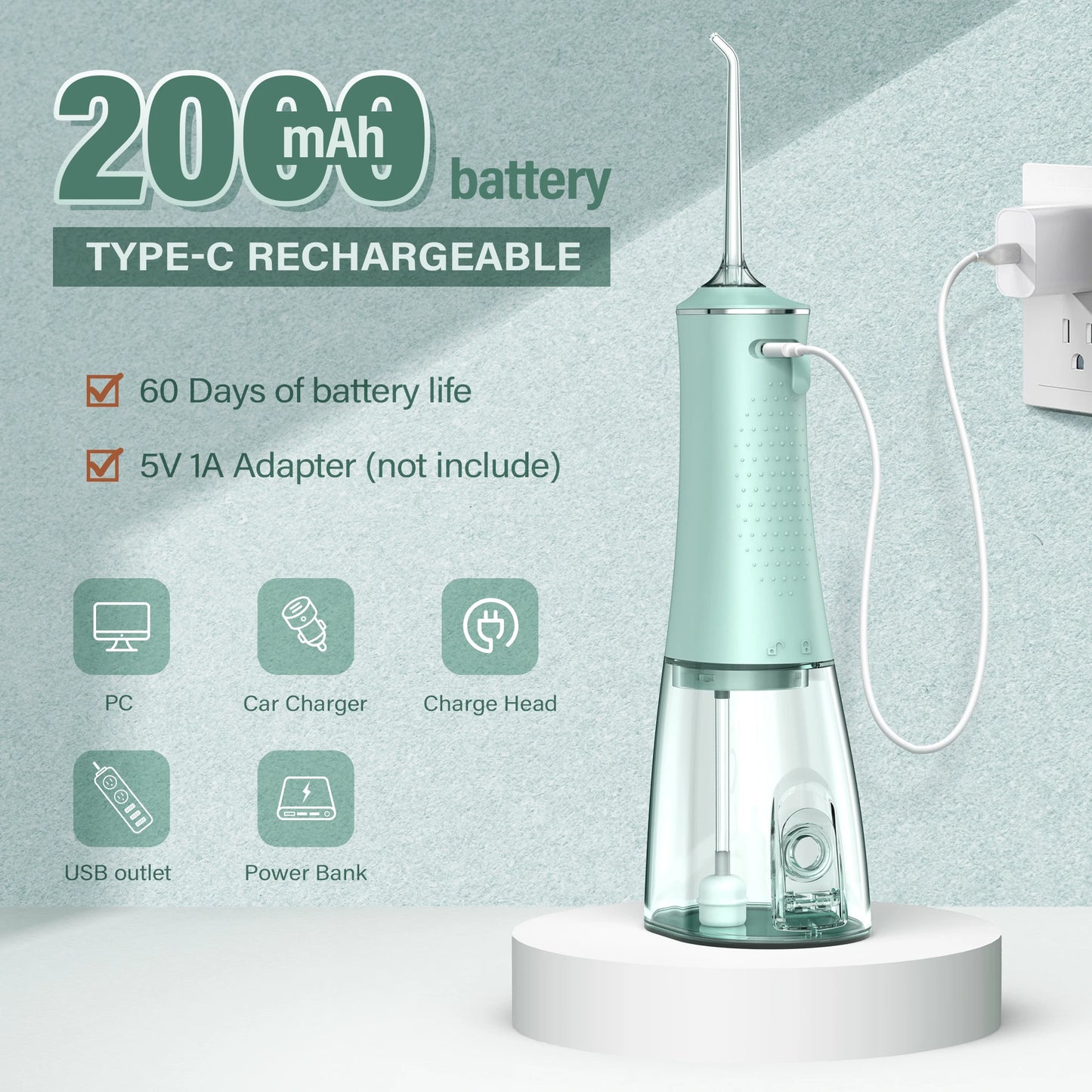 Sejoy Water Flosser Portable Cordless Oral Irrigator 6 Jets