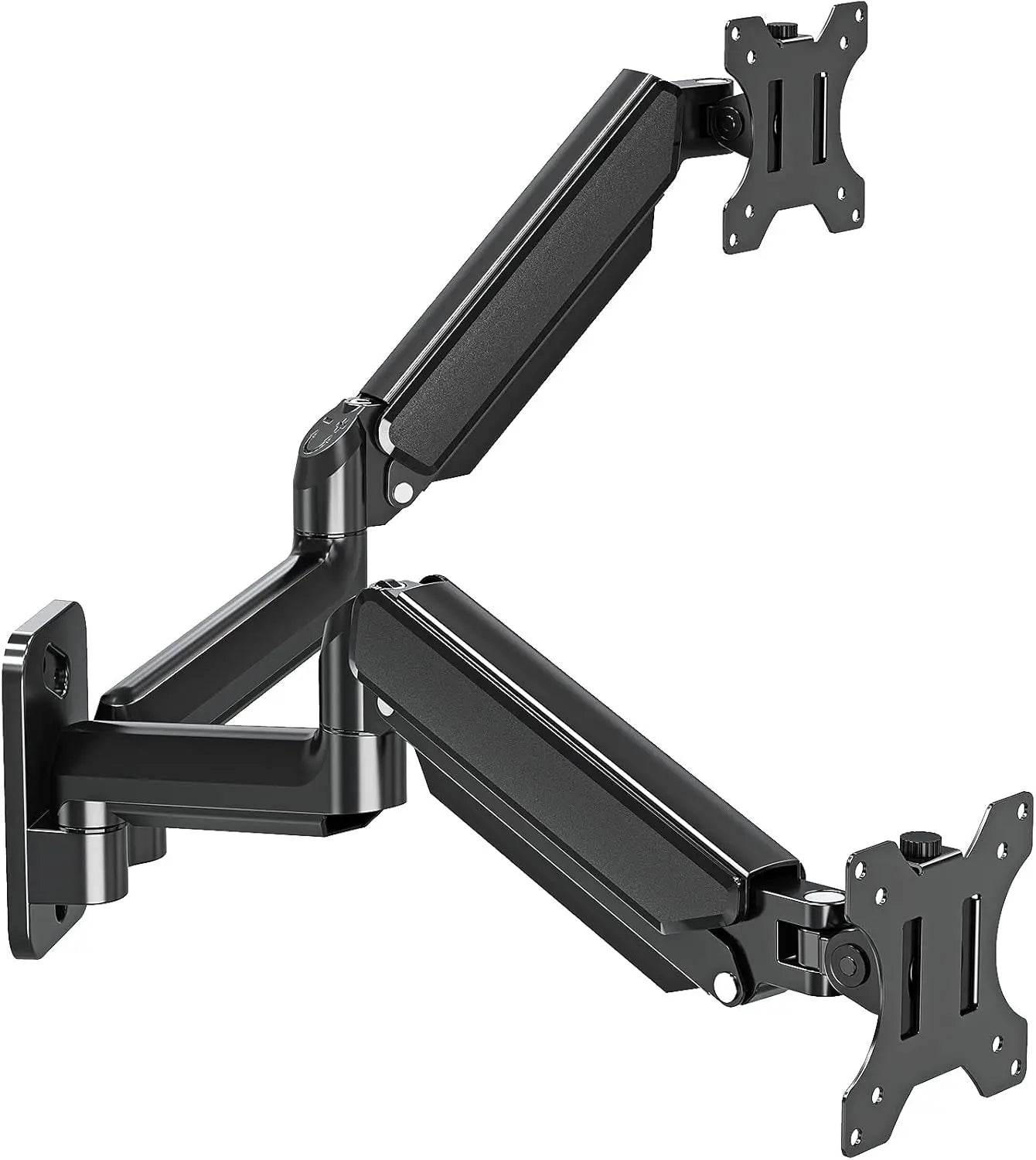 Dual Monitor Wall Mount for 13-32 Inch Screens, Full Motion Gas Spring Arm with VESA Compatibility, Holds 19.8lbs Each